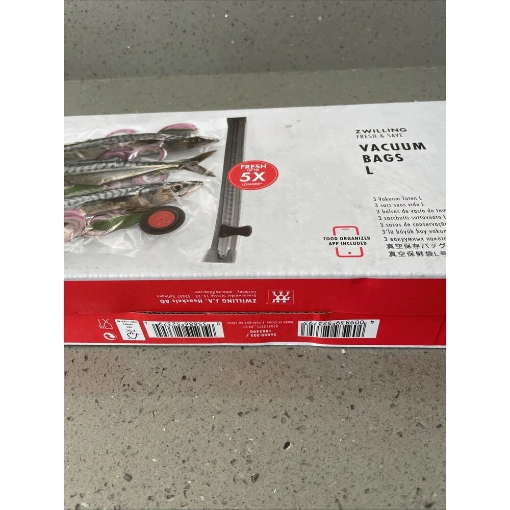 ZWILLING Fresh & Save Set 3-pc Vacuum Sealer Bag for Food, 2 1/4 Gallon UNOPENED